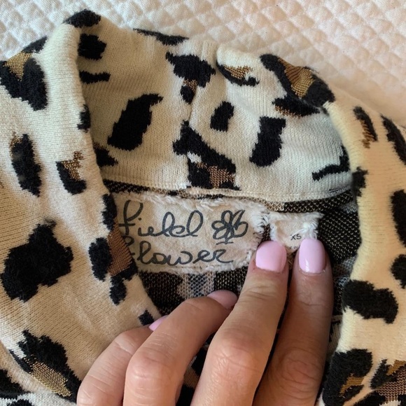 ANTHROPOLOGIE Field Flower Leopard Print Knit Top - Picture 3 of 3